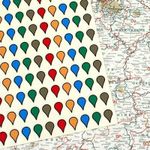 Map Stickers - Gift - 100 Translucent Map Stickers - Mark Where You've Travelled Without Covering It - Coloured Dot Stickers Let You See What's Underneath - Light Grey, Green, Blue, Yellow and Red