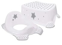 Babycurls Little Journey Toilet Training Kids Non Slip Up Step Stool + Toilet Training Seat Combo Unisex White For Safe Toddler Loo Potty Training in The Bathroom And Home