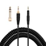 ATH-M50x Cable, Coiled AUX Cord Replacement for Audio-Technica ATH-M40x, ATH-M70x Headphone with 1/4 inch Adapter, 4ft to