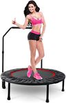 38" Mini Fitness Trampoline with Adjustable Handle, Indoor Exercise Foldable Rebounder Trampoline Cardio Trainer Workout for Kids Adults Max. Load 300lbs