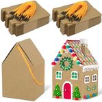 80UncleKimby 50Pcs Christmas Gingerbread House Kit Houses-Shaped Box Xmas Gift Cookie Boxes with Ropes DIY Crafts for Party Supplies Decor