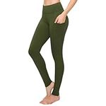 SATINA High Waisted Leggings for Women with Pockets | Women’s Leggings with Pockets | Yoga Pants | Regular & Plus Sizes Olive