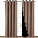 NICETOWN Thermal 100% Blackout Curtains - Noise Reduction Black Lined Blackout Grommet Curtain Drapes for Patio Door (W52 x L84, Cappuccino, 2 Pieces)