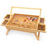 Gr8 Home LED Puzzle Table with Drawers, 1000 Piece Jigsaw Board, Wooden Puzzle Table with Storage Trays & LED Light, Raised Puzzle Board for Adults, Portable Puzzle Table