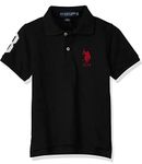 U.S. POLO ASSN. Boys' Big Classic Short Sleeve Solid Pique Polo Shirt, Big Pony Black, 14/16