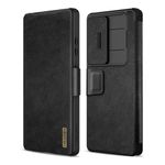 Nillkin for Samsung Galaxy S25 Ultra Wallet Case with Card Holder and Camera Cover, PU Leather Case with Magnetic Flip Cover, Card Slot, Slide Camera Protection, Black