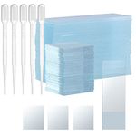 Microscope Slides and Cover Slips, 50 Pcs Prepared Microscope Sample Slides with Ground Edge, 100 Pcs Pre Cleaned Microscope Cover Glasses, with 5 Pcs 2ml Plastic Droppers