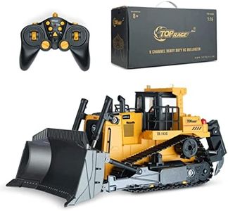 Top Race Remote Control Bulldozer 5 Channel„�İHeavy Duty Hobby Grade RC Front Loader for Boys and Adults | RC Construction Vehicles with Remote Control Backhoe, Rc Bulldozer