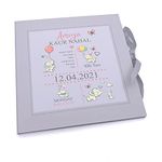 ukgiftstoreonline Personalised Baby Girl My First Year Keepsake Record Book With Elephants