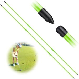 FINGER TEN Golf Alignment Sticks Rods Swing Trainer Tools 48 Inch 2 Or 3 Pack, Fits in Golf Bag Tour Stickers Practice Training Aid (2 Pack Green)
