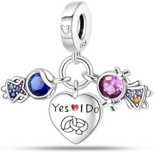 BIZK 925 Sterling Silver Charm for Bracelets and Necklaces Charms for Women Fashion Jewelry for Women Friend and Mother (Yes I Do)