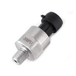 Pressure Transducer, 1/8NPT Thread Stainless Steel Pressure Transducer Sender Sensor 30/100 /150/200/300/500 psi for Oil Fuel Air Water(300psi)