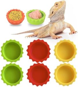 Meow&Woof Reusable Silicone Reptile Feeding Cups – Bearded Dragon Water Bowl & Crested Gecko Food Dish, Habitat Tank Starter Kit Accessories for Turtle, Snake, Hermit Crab- 6 Pcs