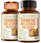 Turmeric, Melatonin & Valerian Root Sleep Aid Supplement. Natural Sleep Aid for Adults with L-Theanine, Ginger & Black Pepper Extract. Melatonin 3mg, Valerian Root Capsules. Relaxation Support. 2-Pack