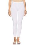GO COLORS Women White Mid Rise Cotton Cropped Leggings - L