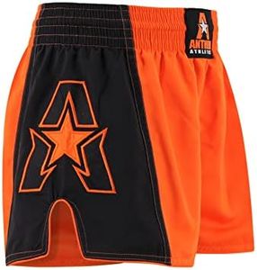 Anthem Athletics Muay Thai Shorts Men, Muay Thai Shorts Women - Kickboxing Short Boxing Trunks 5050 Classic Infinity Resolute - Orange & Black G2 - X-Large