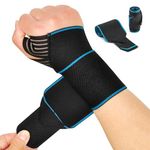 Wrist Support Brace, 2 Pack Wrist Compression Strap Wrist Guard Wrist Brace for Sleeping, Arthritis, Tendonitis, Ganglion Cyst, Weightlifting, Golf & Tennis (Blue)