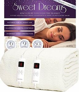 Sweet Dreams Electric Blanket King Size - Dual Controls - Luxury Bed Fleece Heated Mattress Cover, Machine Washable Underblanket - Overheat Protection (King Size)