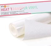 Rainbow White Glitter HTV Vinyl Roll -12" x 6 FT White Glitter Heat Transfer Vinyl Bundle, Iron on Vinyl Compatible with Cricut Explore Air 2/Explore 3 Machine and Silhouette Cameo