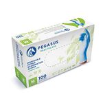 Pegasus Healthcare Pack of 100 Disposable Nitrile Examination Gloves | Latex and Powder Free | Sizes XS to XL | Suitable for Medical Clinics, Hospitals, Dentists, Laboratory Use, IT use Etc (Medium)