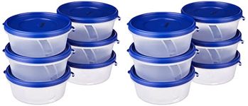 Amazon Brand - Solimo Nestable & Stackable Polypropylene Container Set, Round, 500 ml, Set of 12, Blue