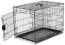 Amazon Basics Durable, Foldable Metal Wire Dog Crate with Tray, Single Door, Easy to Assemble, 30 x 19 x 21 Inches, Black