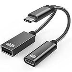 AuviPal 2-in-1 USB Type C to USB Adapter (OTG Cable + Power Cable) for Chromecast Google TV, MacBook, iPad, 3D Printer, Samsung Galaxy S20 S21 S22, Google Pixel and More - Black