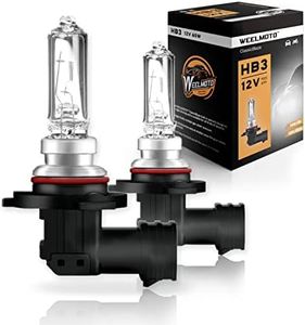 WEELMOTO 9005 HB3 Halogen Car Headlight Bulb, P20d 12V/60W, IP67, 9005 - High Performance Extra White Halogen Headlight Bulb, Fog Replacement Bulb (2 Pack)