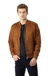 Leather Retail Brown Suede Faux Leather Standard Length Jacket For Men's(Xl)