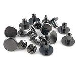 100 Sets Round Flat Head Chicago Screws Buttons Metal Studs Rivets Screwback Spots Metal Nail Rivet Studs for Leather Crafting,Head Diameter 8MM (5/16 Inches) (Gun Metal)