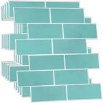 WALPLUS Premium 12 Sheets Peel and Stick Kitchen Backsplash Tile Stickers Self Adhesive Stick on Subway Tile 12" x 6" Bathroom Splashback Water Heat Resistant 3D Wall Tiles Green Glossy