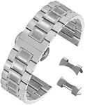 12mm Stunning Silver Brushed Stainless Steel Watch Strap Replacement for Ladies with Straight&Curved End