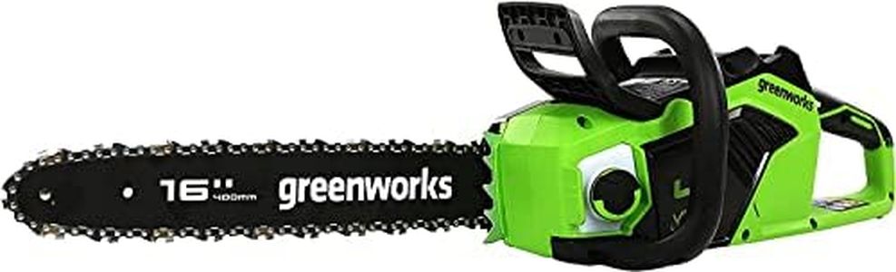 Greenworks GD40CS18 Tronçonneuse à Batterie avec Moteur Sans Balais, Longueur du Guide-Cha îne de 16-Pouces (40 cm), Vitesse de Chaîne de 20 m/s, 3,81kg, Anti-Rebond, SANS Batterie 40V et Chargeur
