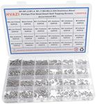 HVAZI 24 Kinds 1200PCS M1 M1.2 M1.4 M1.7 M2 M2.2 Small 304 Stainless Steel Phillips Flat Head Self Tapping Screws Assortment Kit