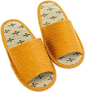 OKA 4548622995169 Tatami Slippers, Made in Japan, Size M, Yellow (Foot Size: Up to 9.4 inches (24 cm), Grass & Japanese