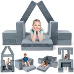 2024 Newest Kids Couch Sofa, 7 Pcs Modular Toddler Couch, Freely Removable Kids Chair Sofa for Playing, Creativity, Sleeping, Versatile Fold Out Baby Play Couch Set for Playroom, Bedroom Furniture