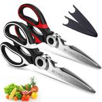 [2-Pack] Kitchen Shears, Kitchen Scissors Heavy Duty Dishwasher Safe, Utility Scissors All Purpose, Stainless Steel Sharp Food Cooking Scissors for General Use for Chicken Poultry Meat Fish Vegetable