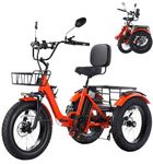 Broobey Electric Trike for Adults (EAPC Road-Legal), 250W, 48V 15.6Ah Removable Battery, Up to 120 km PAS, 20"x4" Fat Tyres, Folding Step-Through Aluminium Frame, Dual Baskets & Differential(orange)