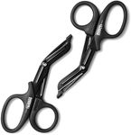 Madison Supply Lefthand Scissors 2 Pack - Black Stainless Steel with Teflon Surface, PP Handler on-Stick Coated Blades Medical Scissors - Durable Fluoride-Coated Trauma Shears - Black