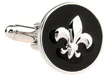 MRCUFF Presentation Gift Box Fleur De Lis Raised Emblem Pair Cufflinks & Polishing Cloth