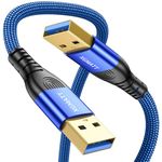 XGMATT USB 3.0 Cable 1M,5Gbps High Speed Transfer USB Type A Male to Male Lead,USB 3.0 A to A Data Cable Braided Compatible with Blu-ray, Printer, Camera, External Hard Drive, Consoles,Blue