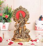 KridayKraft Gold Plated Maa Saraswati Metal Statue,Hindu Goddess Saraswati ji Murti for Pooja,Meditation,Office,Home,Study Table Decorative,Showpiece Figurines,Religious Idol Gift Article...