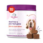 TailsAlive Skin & Coat Soft Chews Supplement for Dogs| for Shiny and Healthy Coat | Salmon (Omega 3 & 6) & Krill Oil with Biotin, Collagen & Zinc | 60 Soft Chews