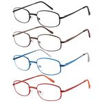 EFE Reading Glasses 4 Pack, Thin Lightweight Spring Hinged Glasses for Reading with Case Men and Women +2.50