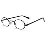 kachawoo Tiny Oval Eyeglasses Men Metal Retro Glasses Frame Women Small Round Decoration (black with clear)