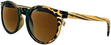 TRIBAL EARTH Wood Sunglasses Polarised for Men and Women with UV Protection | Polarised Lens | Tortoise Shell Round | Foldable Carry Case | Sport | Driving | Fishing | Golf