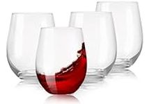 GLASKEY Stemless Wine Glasses Set of 4, 560 ml Large Red White Wine Glass,Premium Crystal Clear Drinking Glasses,Lead-Free Barware Glass Tumbler,Birthday Gifts for Women Men