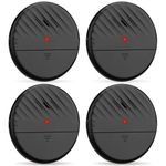 WSDCAM Ultra-Slim Glass Break Detector - 125dB Alarm, Vibration Sensor for Home Security - 4 Pack - Black