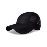 Nivia Aero Unisex Sports Cap, Lightweight Brick Dobby Weave Fabric, Built-in Vent Mesh Zones with Adjustable Strap for Outdoor Sports, Running, Training (Black)