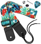 Dulphee Ukulele Strap Hawaiian Style Adjustable Uke Shoulder Strap for Soprano Concert Tenor Baritone Ukulele, Mandolin and Banjo(Flower)